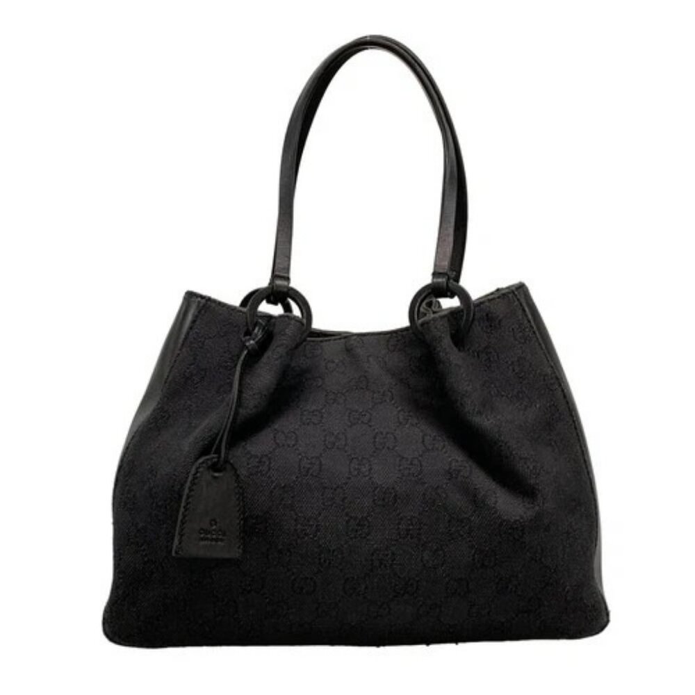 GUCCI GG 101919 Dark Gray Black Denim Leather - Tote Bag